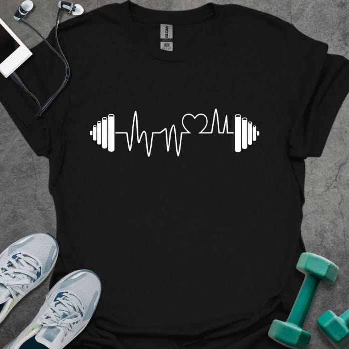 T-Shirt Black / S Barbell Heartbeat Line T-Shirt