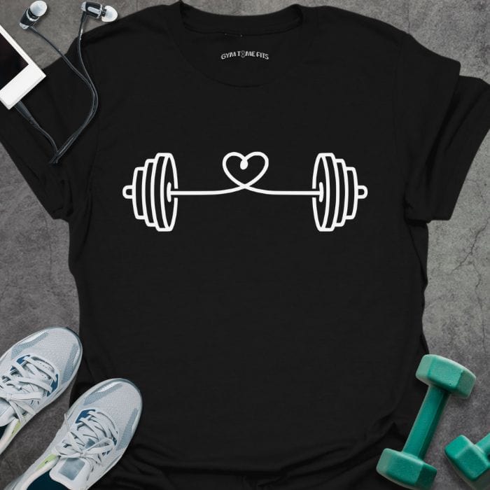 T-Shirt Black / S Barbell String Heart T-Shirt