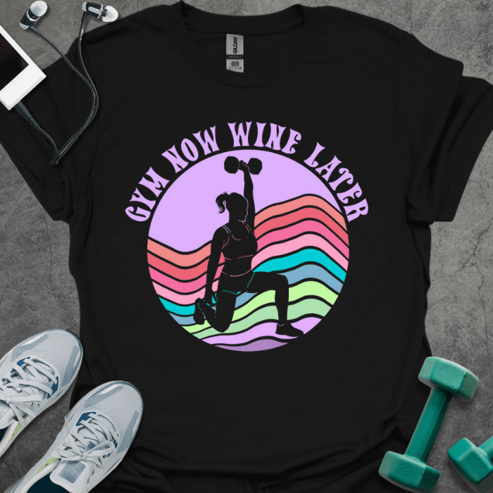 T-Shirt Black / S Gym Now Wine Later T-Shirt