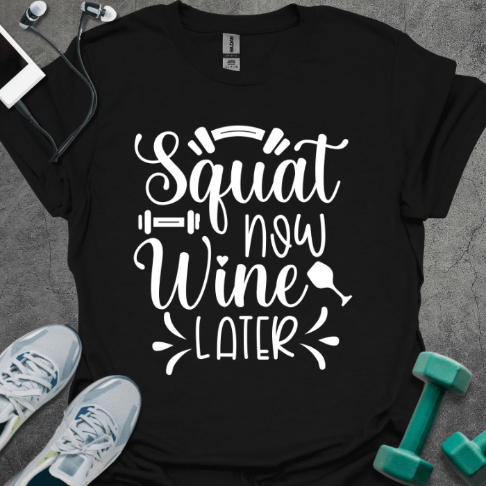 T-Shirt Black / S Squat Now Wine Later T-Shirt