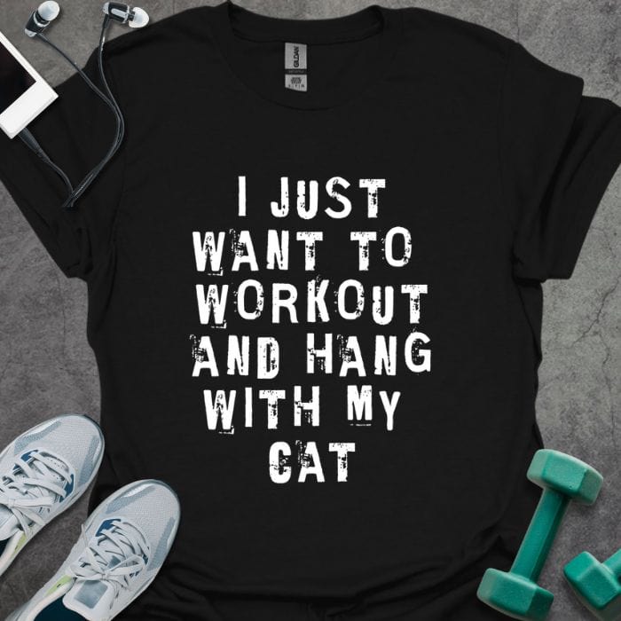 T-Shirt Black / S Workout & Hang w/ Cat T-Shirt