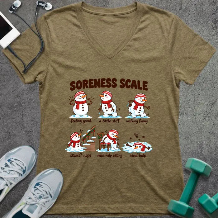 T-Shirt Heather Olive / M Soreness Scale V-Neck