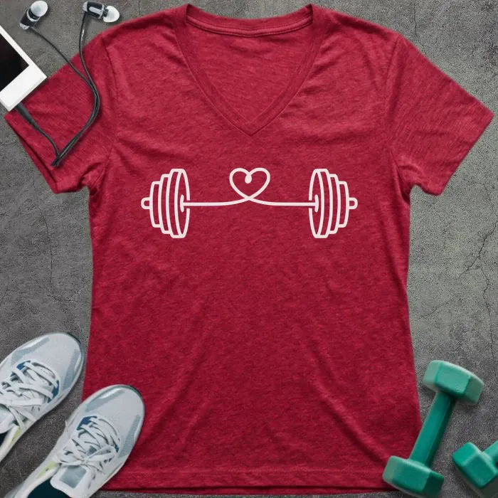 T-Shirt Heather Red / S String Heart V-Neck