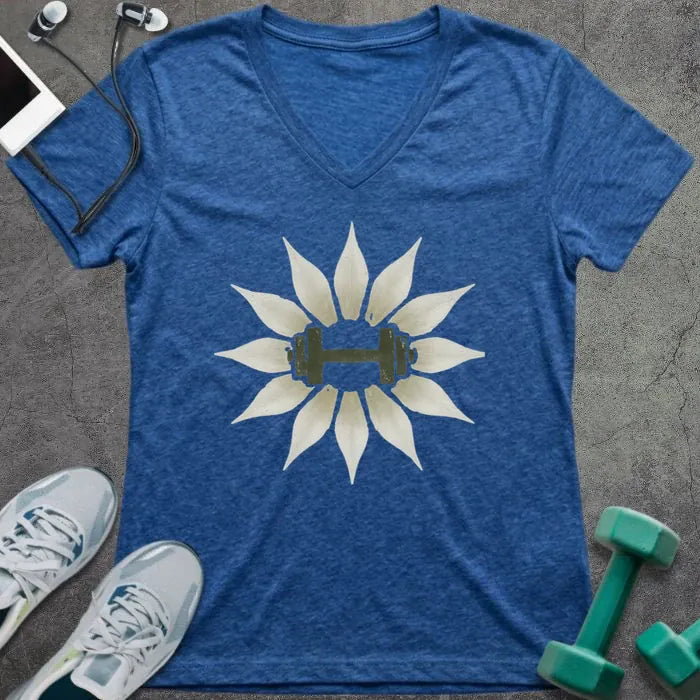 T-Shirt Heather True Royal / S Lily Flower V-Neck