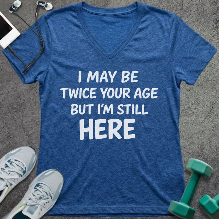 T-Shirt Heather True Royal / S Still Here V-Neck