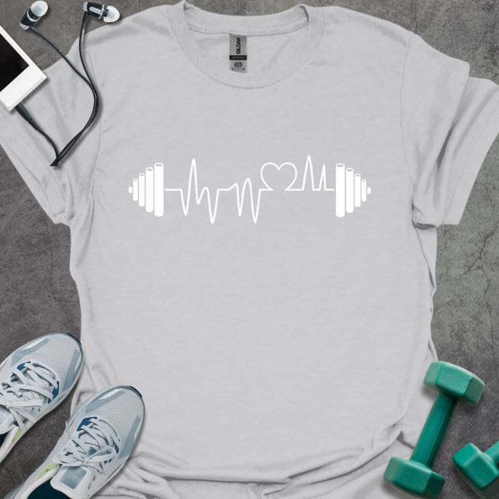T-Shirt Ice Grey / S Barbell Heartbeat Line T-Shirt