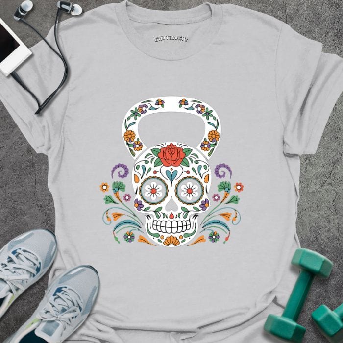 T-Shirt Ice Grey / S Floral Kettlebell T-Shirt