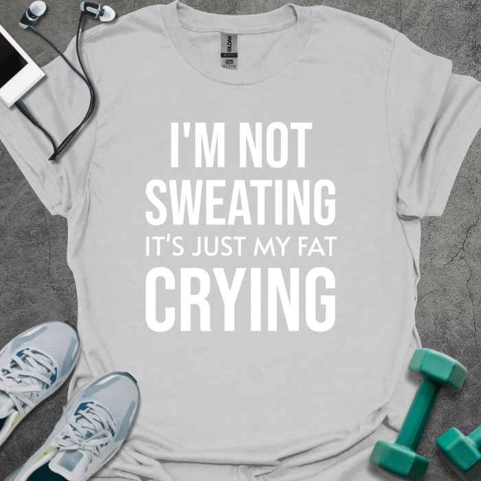 T-Shirt Ice Grey / S I'm Not Sweating It's Just My Fat Crying T-Shirt