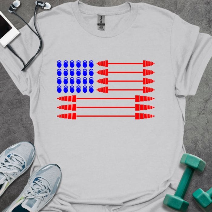 T-Shirt Ice Grey / S US Flag Weights T-Shirt