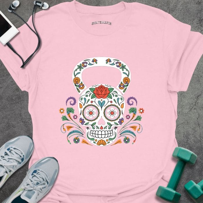 T-Shirt Light Pink / S Floral Kettlebell T-Shirt