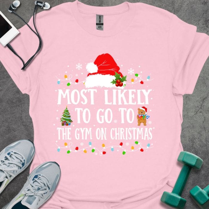 T-Shirt Light Pink / S Gym On Christmas T-Shirt