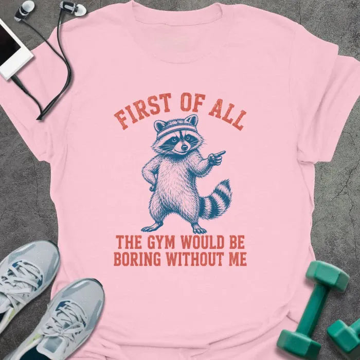 T-Shirt Light Pink / S Gym Raccoon T-Shirt