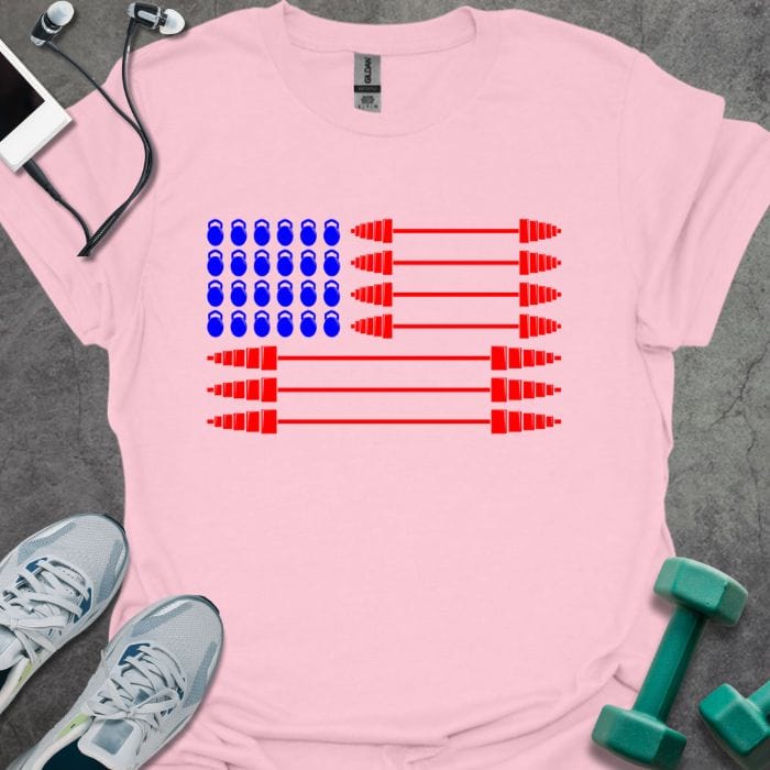 T-Shirt Light Pink / S US Flag Weights T-Shirt