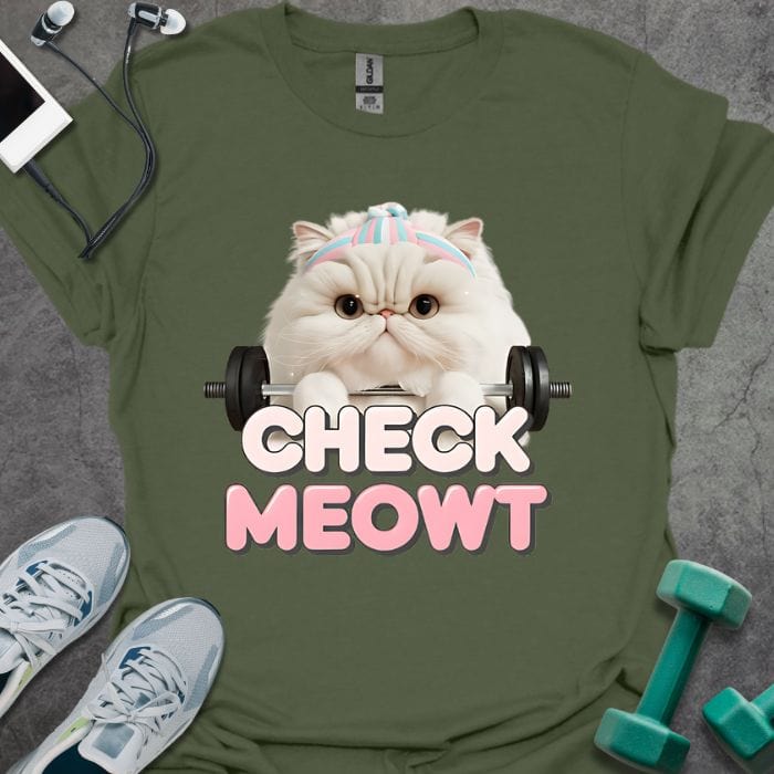 T-Shirt Military Green / S Check Meowt T-Shirt