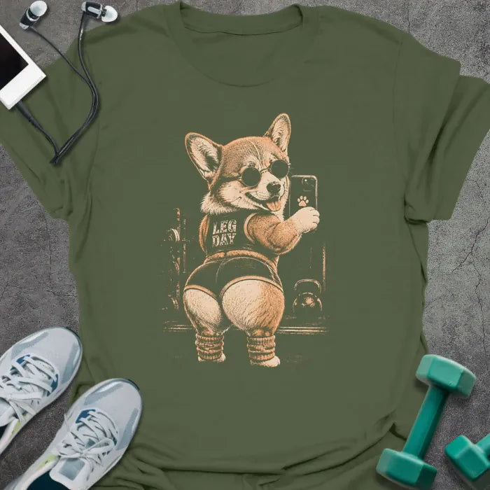 T-Shirt Military Green / S Corgi Selfies T-Shirt