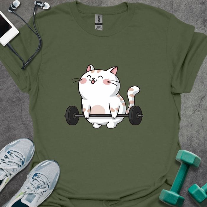 T-Shirt Military Green / S Cute Cat DL T-Shirt