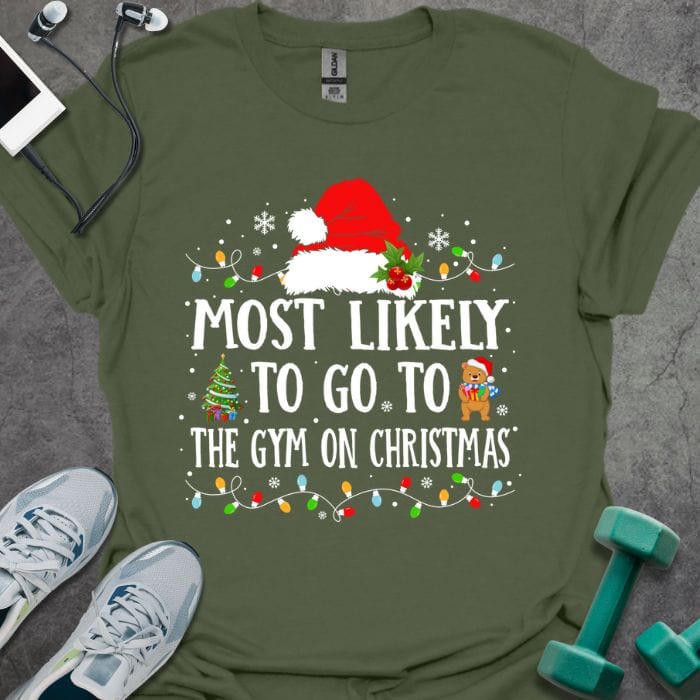 T-Shirt Military Green / S Gym On Christmas T-Shirt