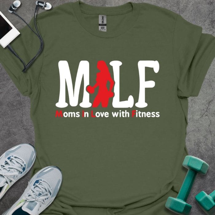 T-Shirt Military Green / S Moms In Love With Fitness T-Shirt