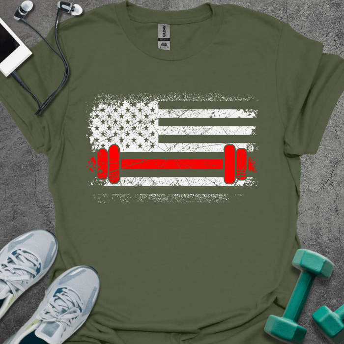 T-Shirt Military Green / S US Flag Gym T-Shirt