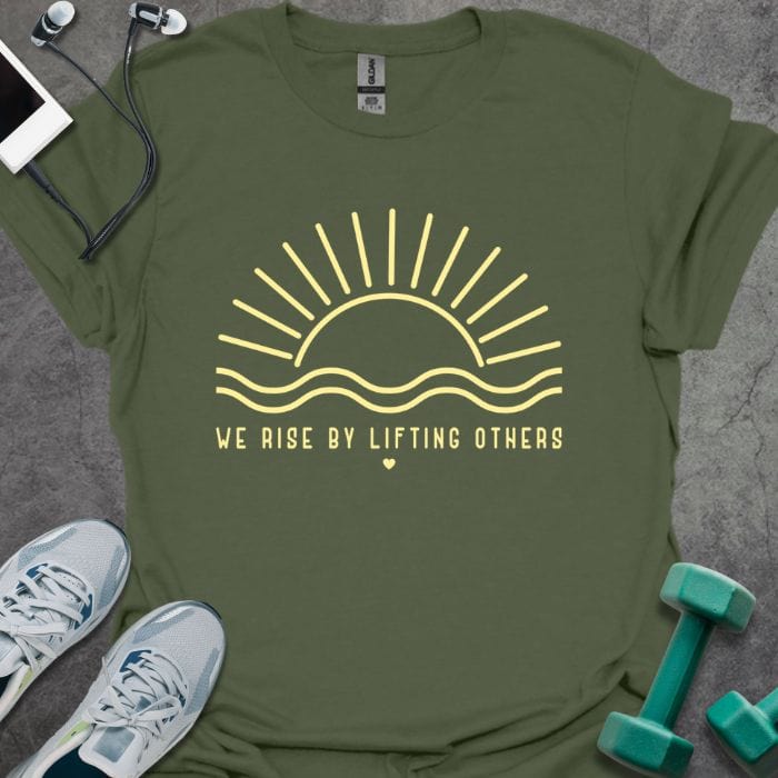 T-Shirt Military Green / S We Rise Sun T-Shirt