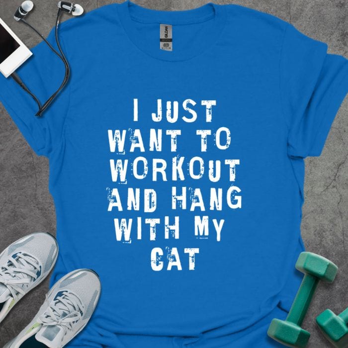 T-Shirt Royal / S Workout & Hang w/ Cat T-Shirt