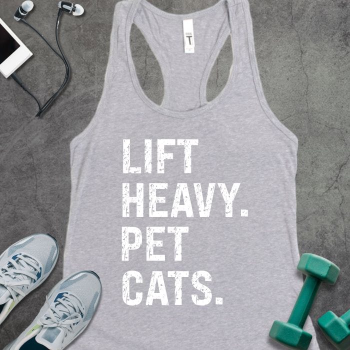 Tank Top Heather Grey / XS Lift Heavy Pet Cats Tank