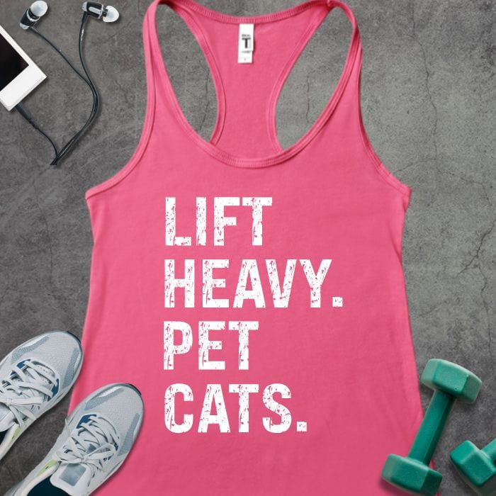 Tank Top Solid Hot Pink / XS Lift Heavy Pet Cats Tank