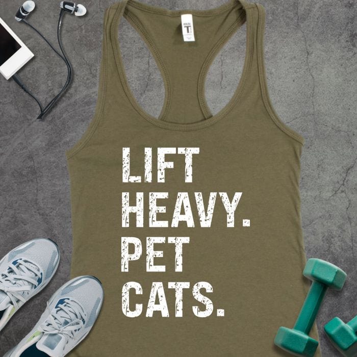 Tank Top Solid Military Green / XS Lift Heavy Pet Cats Tank
