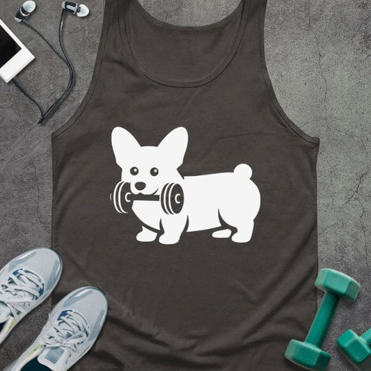 Tank Top Dark Grey / XS Corgi Dumbbell Tank