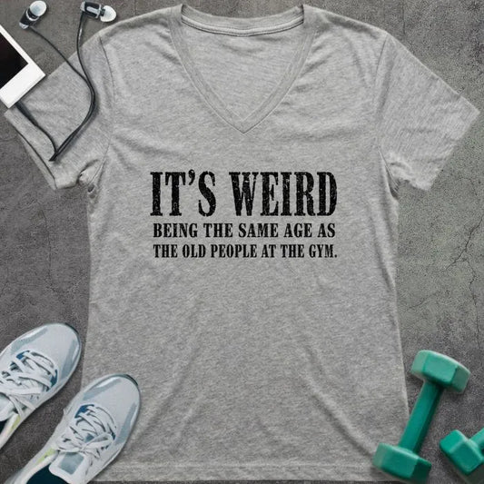 T-Shirt Athletic Heather / S It's Weird V-Neck