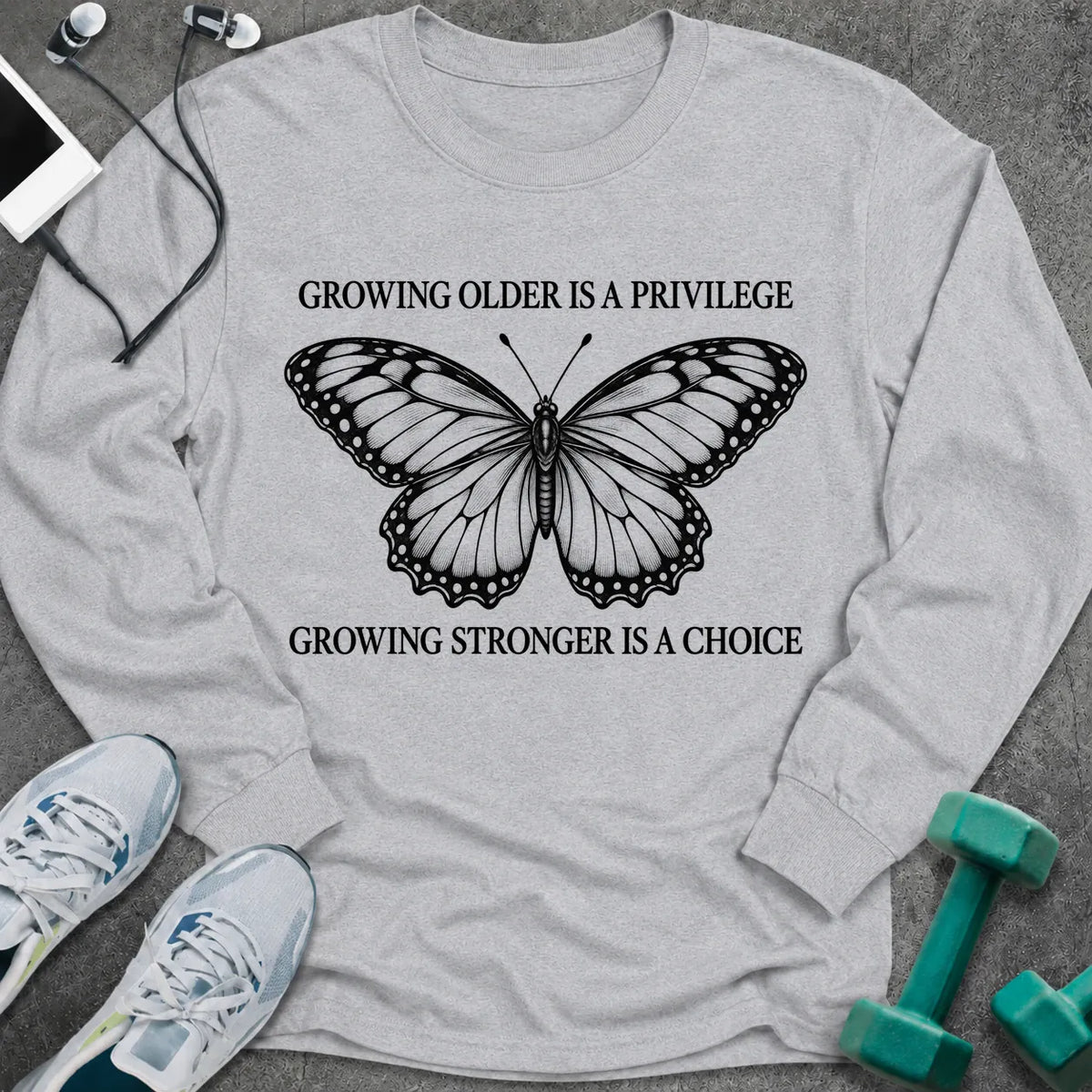 Long-sleeve Ash / S Growing Strong Long Sleeve Tee