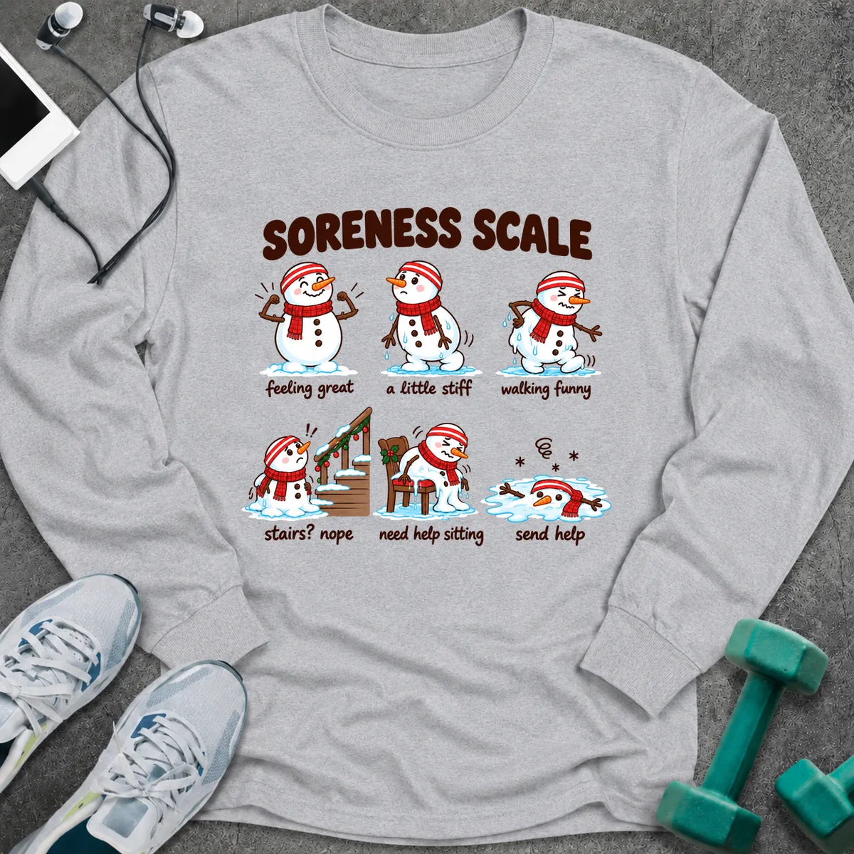 Long-sleeve Ash / S Soreness Scale Long Sleeve Tee