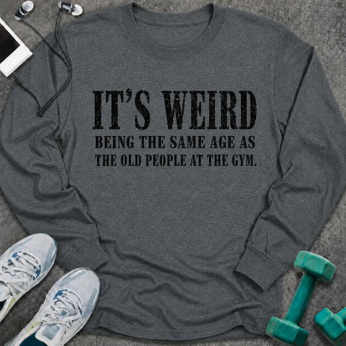 Long-sleeve Dark Heather / S It's Weird Long Sleeve Tee