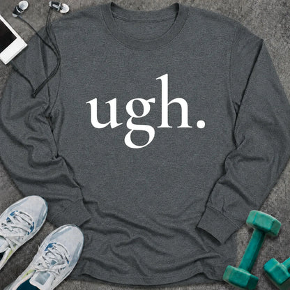 Dark heather Long-sleeve printed with "ugh." in white