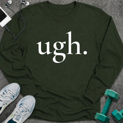 Forest green Long-sleeve printed with "ugh." in white