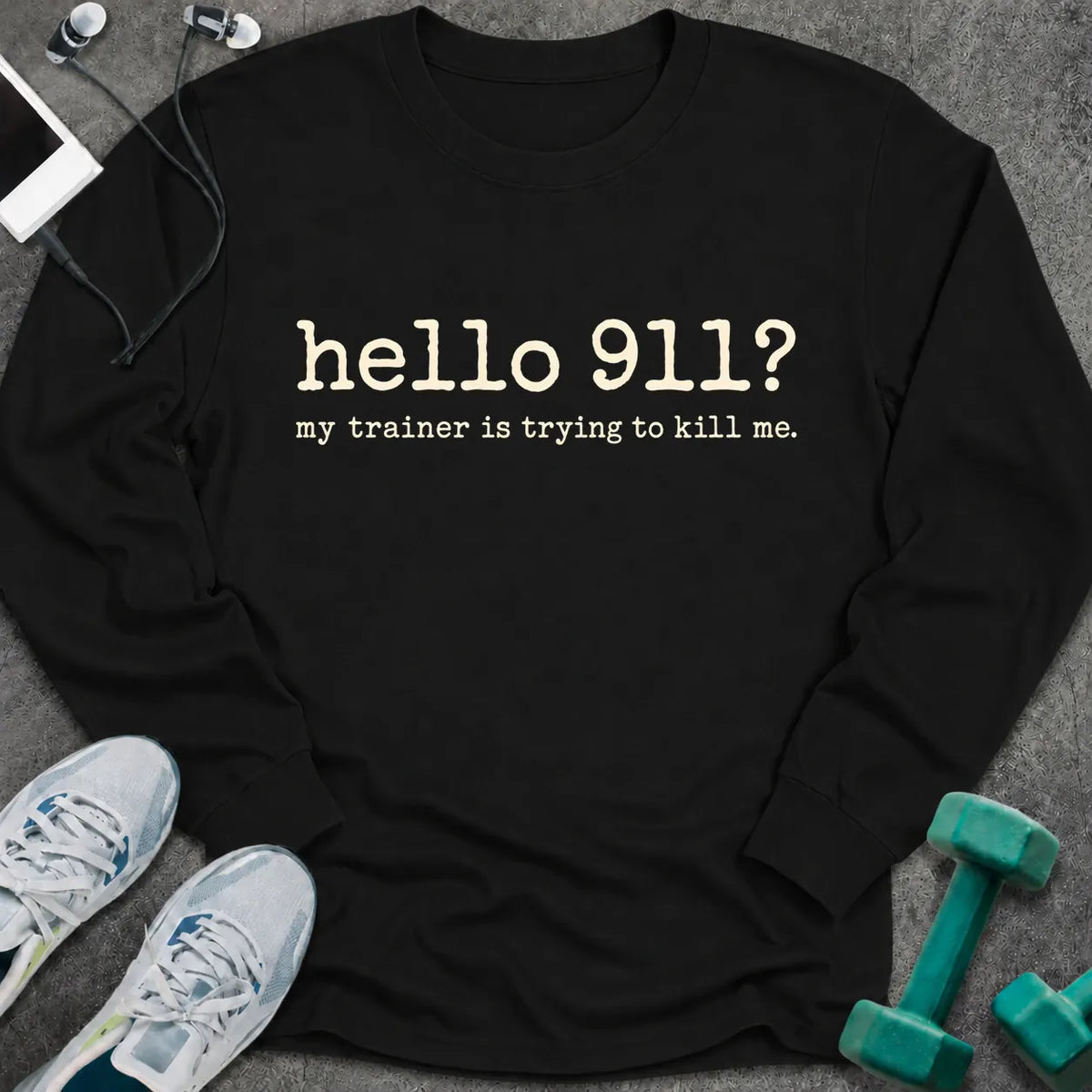 Long-sleeve S / Black Hello 911 Long Sleeve Tee