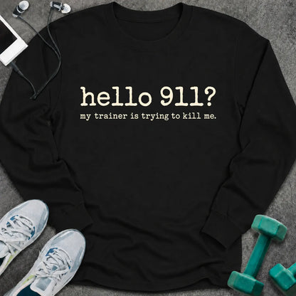 Long-sleeve S / Black Hello 911 Long Sleeve Tee
