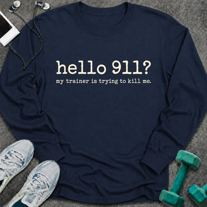 Long-sleeve S / Navy Hello 911 Long Sleeve Tee