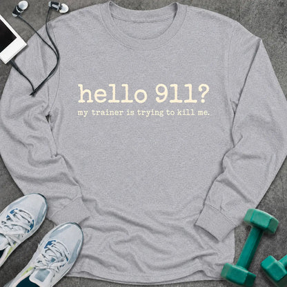 Long-sleeve S / Sport Grey Hello 911 Long Sleeve Tee