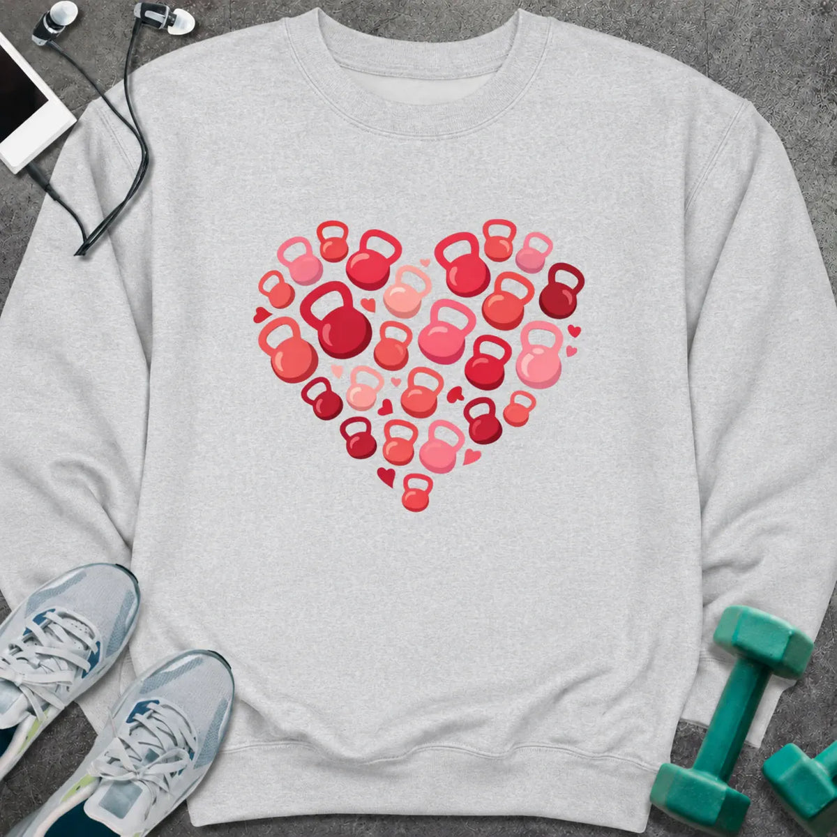 Sweatshirt Ash / S Kettlebell Heart Sweatshirt