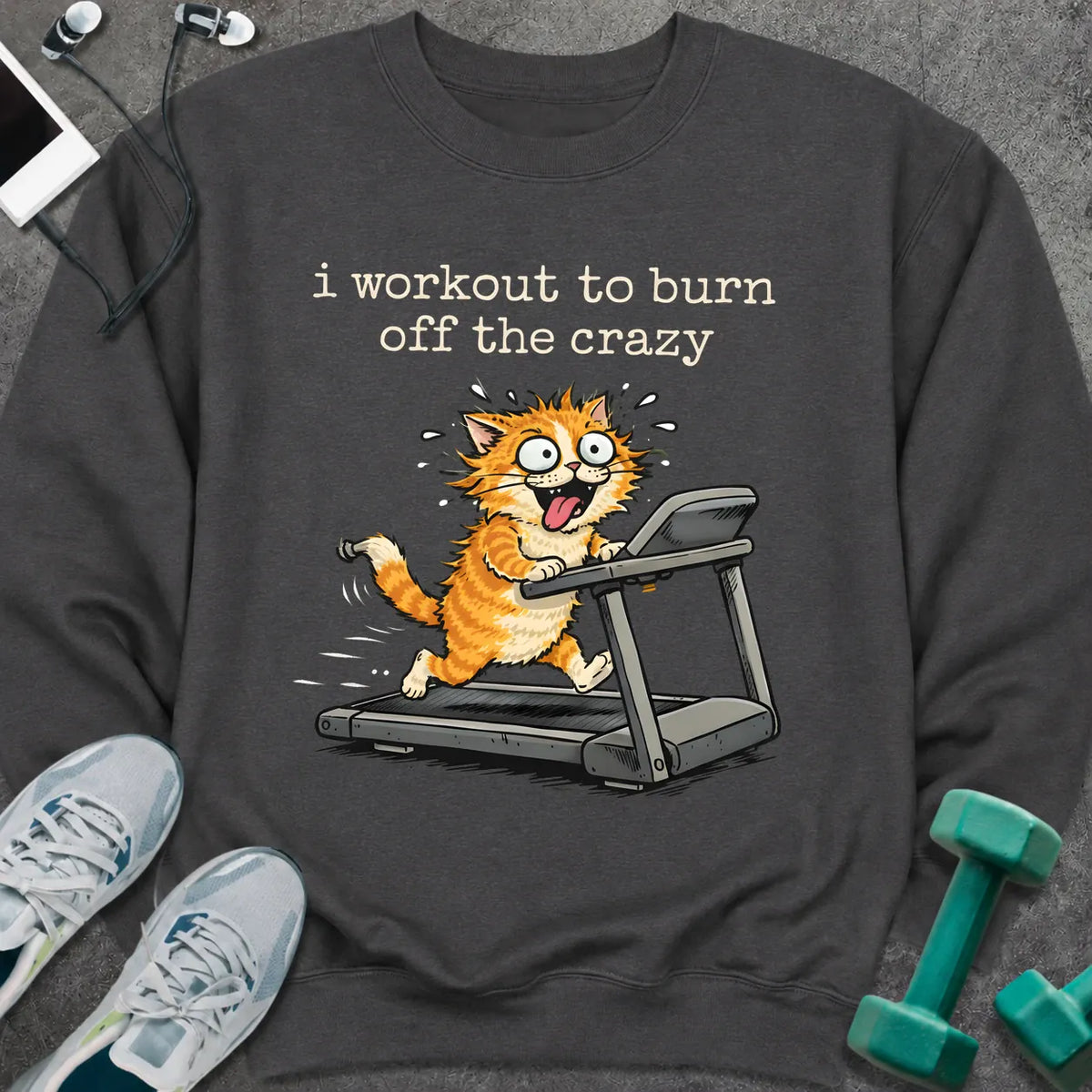Sweatshirt Dark Heather / S Crazy Cat Sweatshirt