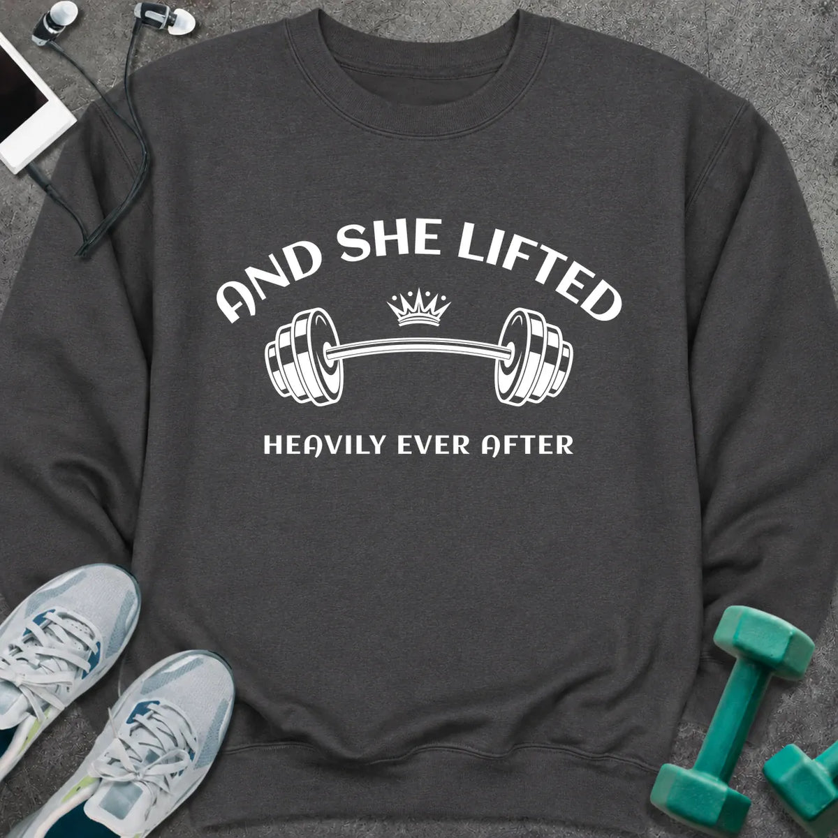 Sweatshirt Dark Heather / S She Lifted Sweatshirt
