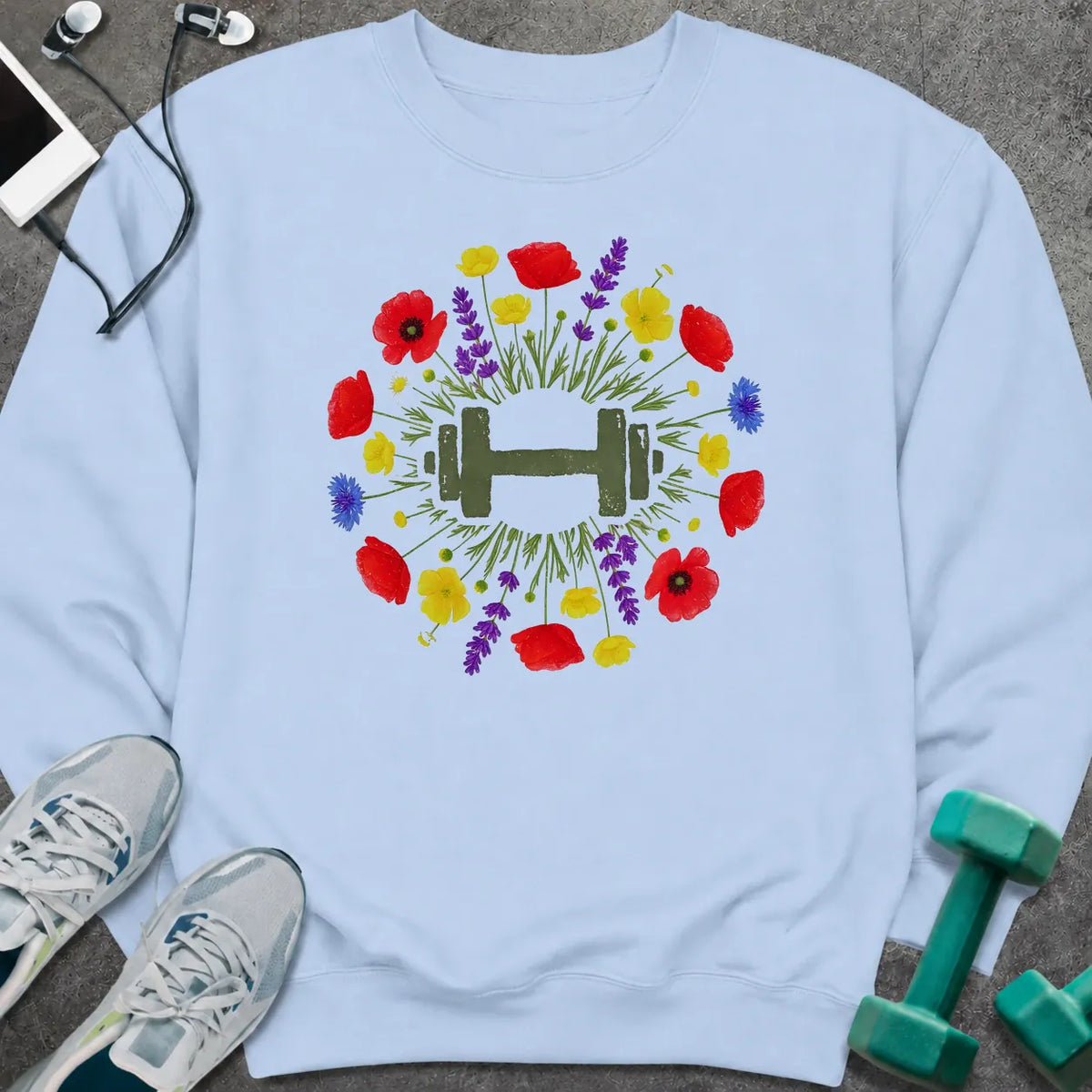 Sweatshirt Light Blue / S Wildflower Dumbbell Sweatshirt