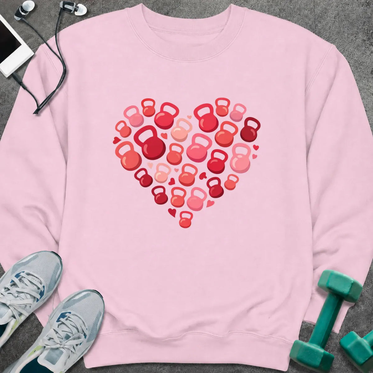 Sweatshirt Light Pink / S Kettlebell Heart Sweatshirt