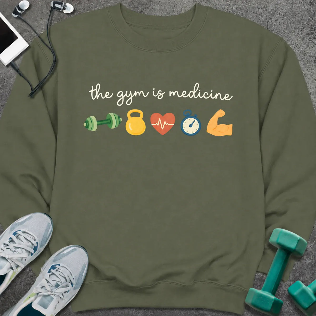 Sweatshirt S / Military Green Gym Medicine Sweatshirt
