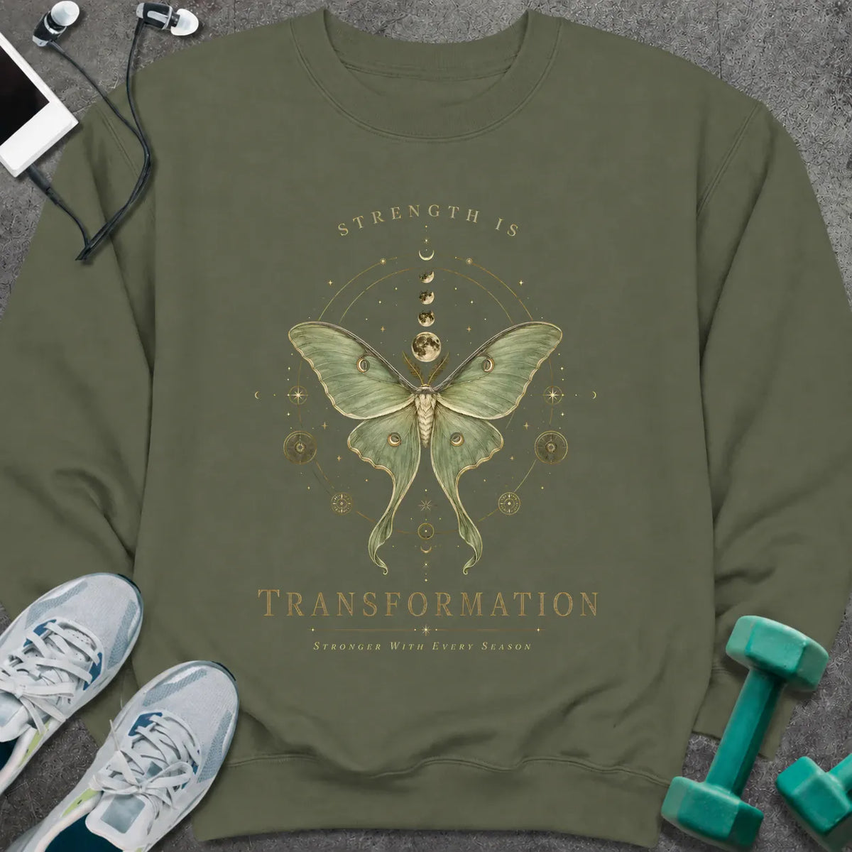 Sweatshirt S / Military Green Moth Transformation Sweatshirt