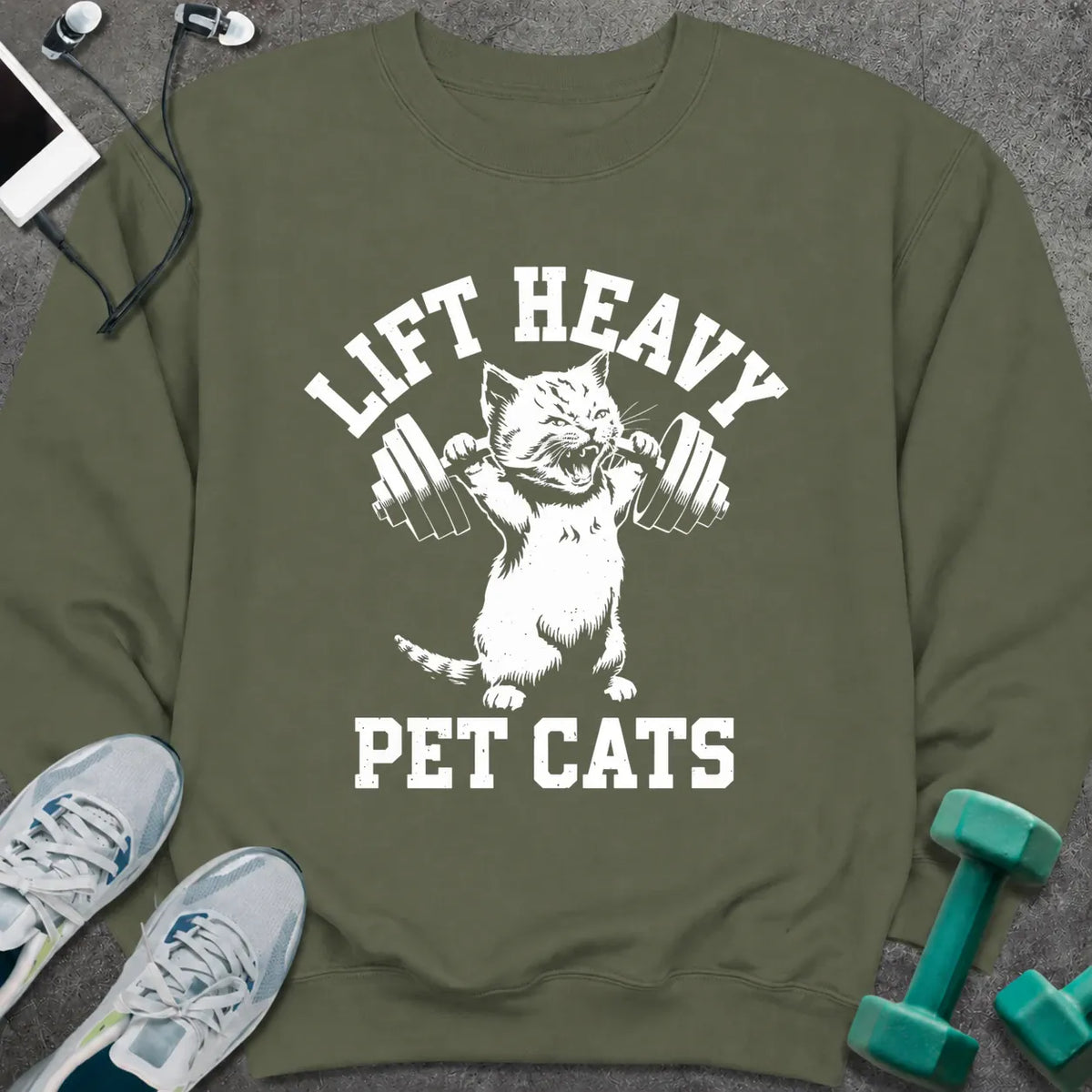 Sweatshirt S / Military Green Pet Cats Sweatshirt