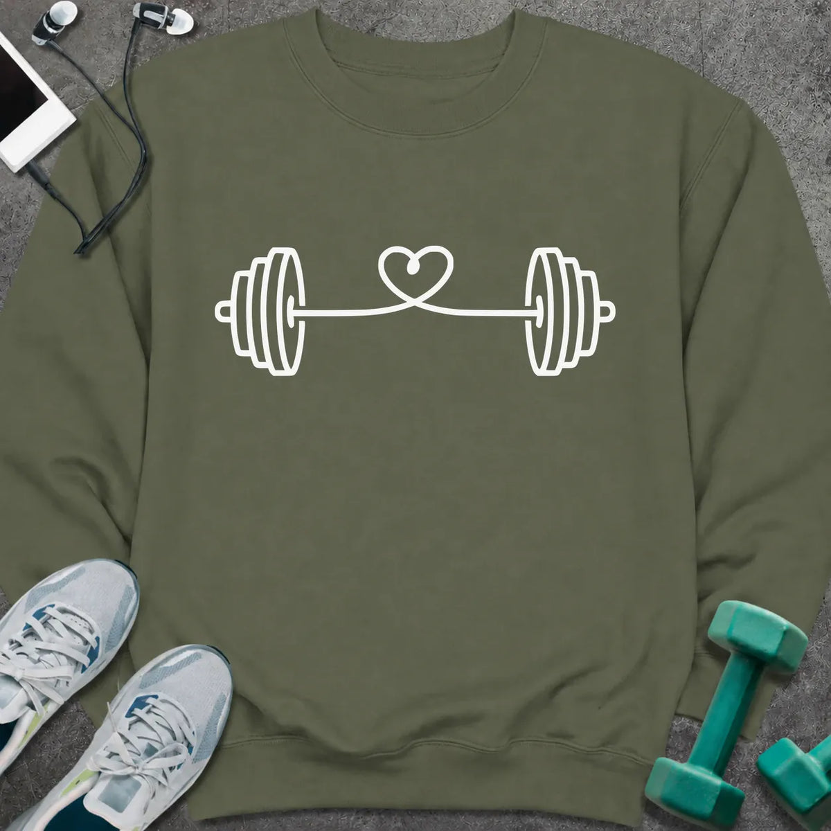 Sweatshirt S / Military Green String Heart Sweatshirt