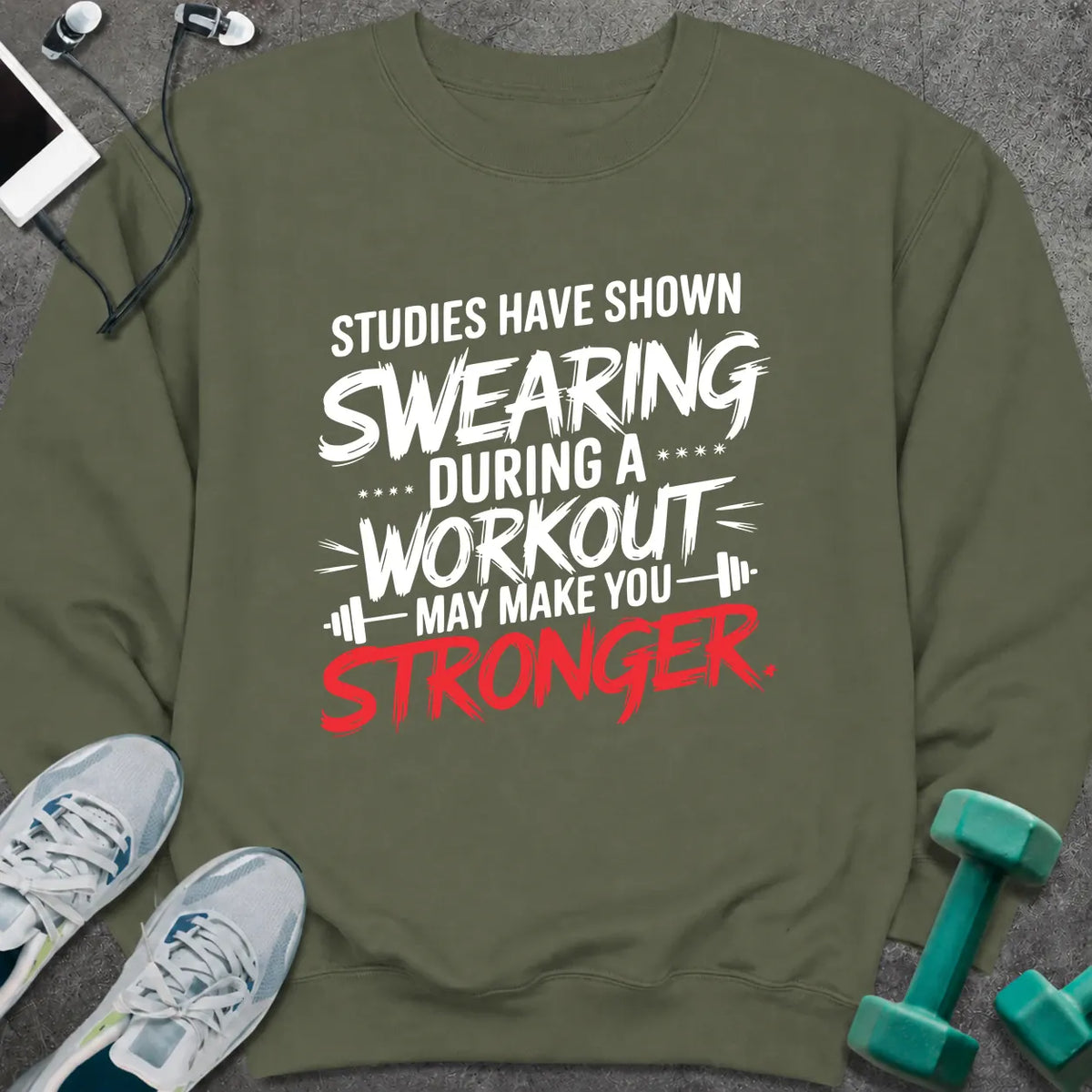Sweatshirt S / Military Green Workout Study Sweatshirt