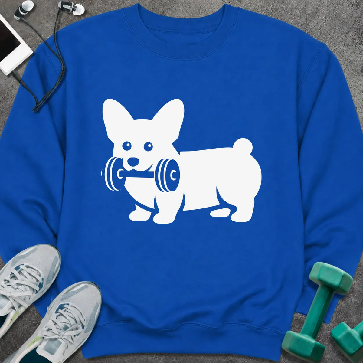 Sweatshirt S / Royal Corgi Dumbbell Sweatshirt